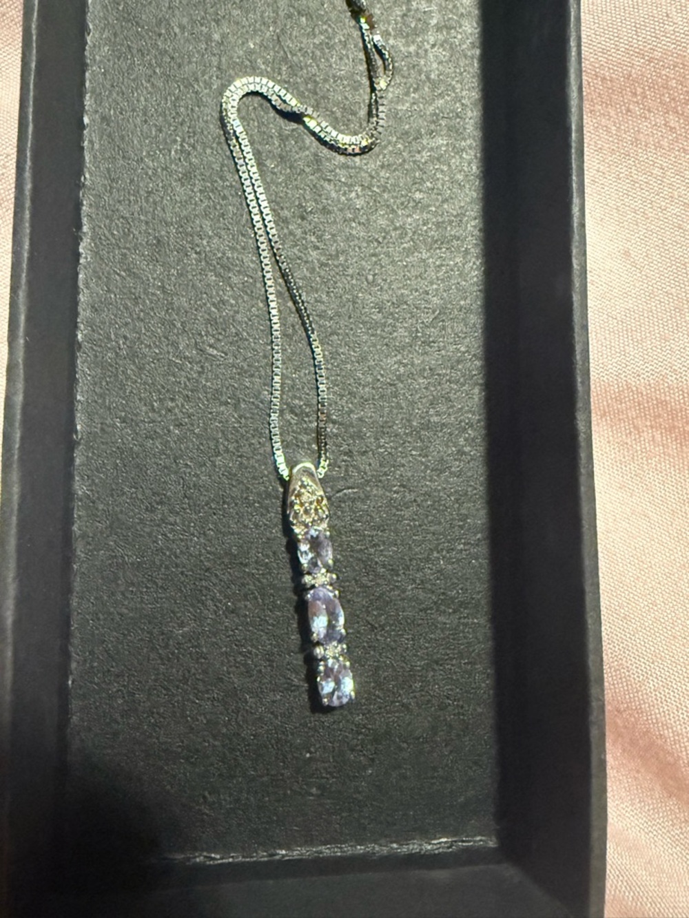 Sterling Silver Lavender Crystal Pendant Necklace